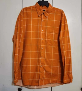 XL Ivy Crew Orange Plaid Button Front Long Sleeve 100% Cotton Tennessee Vols - Picture 1 of 7