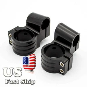Riser 1in 48mm Clip On On Fork Clamp Mount Heads Replacement Part Black 1 pair - Picture 1 of 7