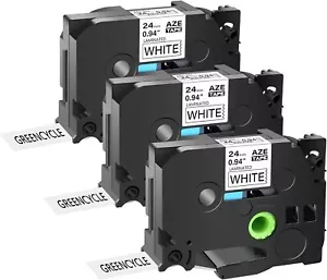 3PK GREENCYCLE 1" Label Tape for Brother TZ-251 TZe251 PT-E500 P710BT D600VP 520 - Picture 1 of 23