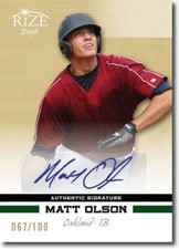 MATT OLSON 2012 Leaf Rize Rookie Autograph GOLD Auto RC #/100 Atlanta Braves