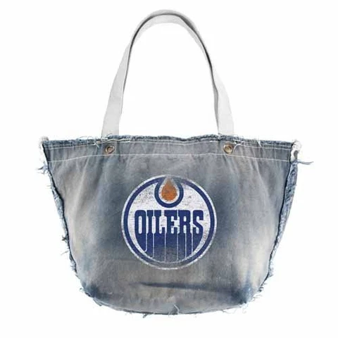 NHL Edmonton Oilers Vintage Tote in Cotton - Blue denim purse Cover
