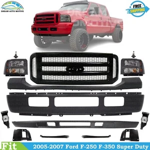 Front Bumper Kit & Headlights +Bracket For 2005-2007 Ford F-250 F-350 Super Duty - Picture 1 of 14