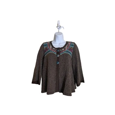 Женский кардиган GUINEVERE Anthropologie свитер Fair Isle в горошек средний размер - Изображение 1 из 4