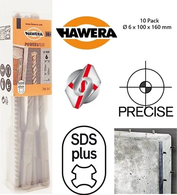 HAWERA BY BOSCH 10 x Hawera Bosch SDS plus Hammerbohrer Betonbohrer Set Ø 6 mm L 100 - 160 mm