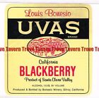 Unused 1940S California Gilroy Luis Bonesio Uvas Blackberry Wine Label