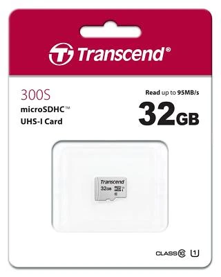 Transcend 32GB MicroSDHC 300s Class 10 UHS-1 Memory Card up to 95MB - Image 1 of 2