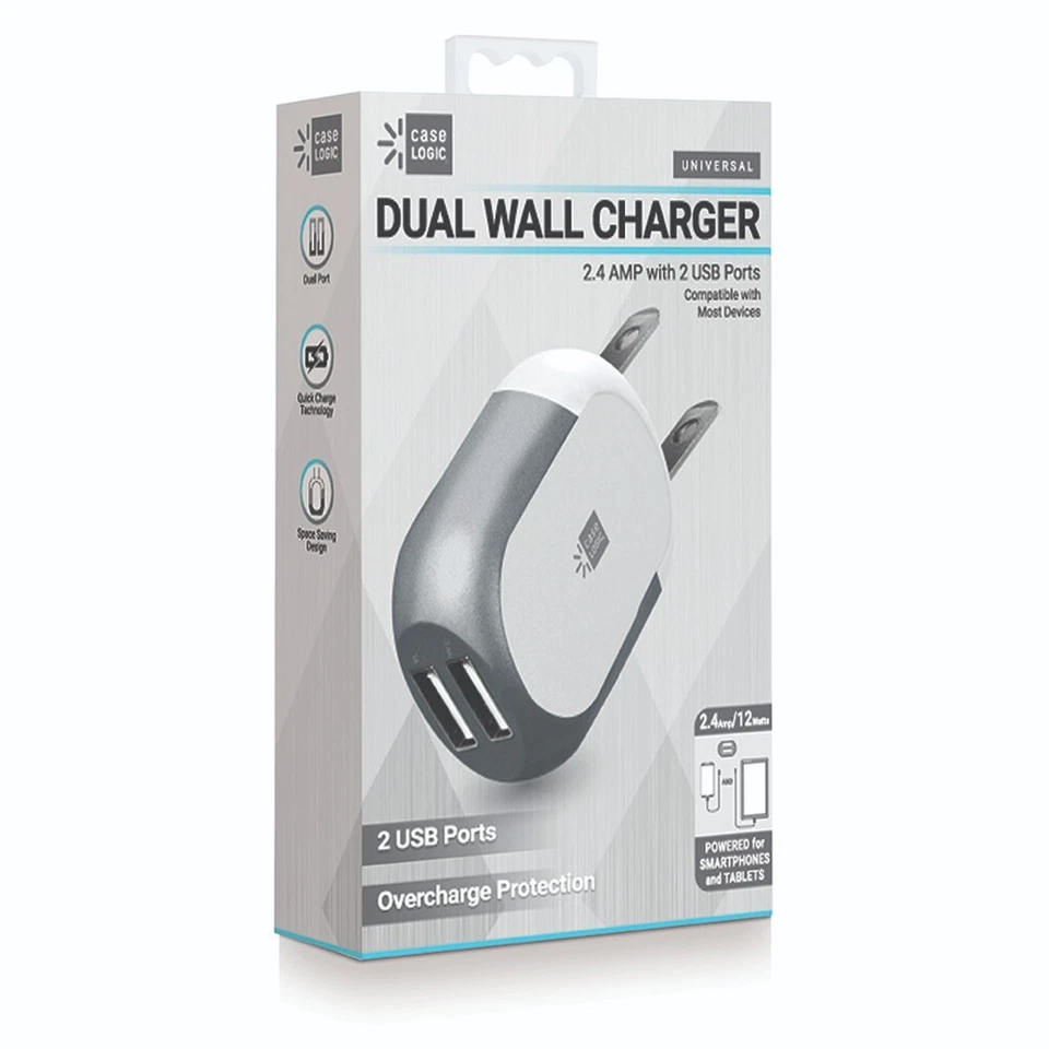 Bloque de carga de pared Case Logic 2.4A Dual-USB (gris suave) Foto 1 de 1