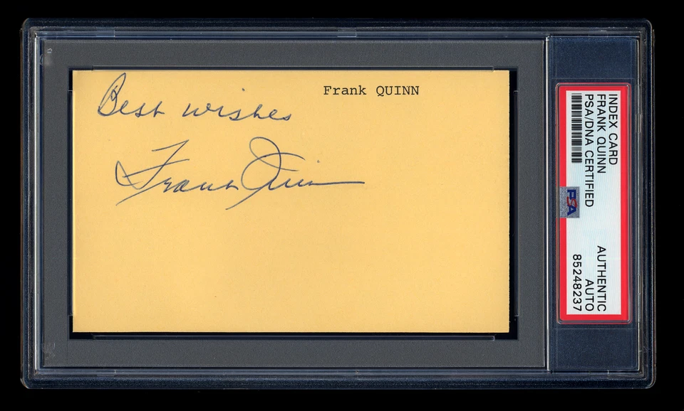 FRANK QUINN SIGNED INDEX CARD PSA/DNA AUTOGRAPH 1949-50 BOSTON RED SOX YALE RARE - Image 1 of 1