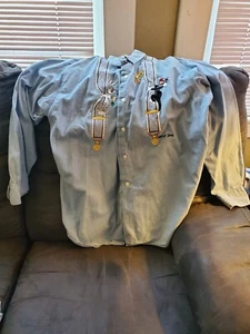 Vintage Ladies Denim Looney Tunes Warner Brothers Button Up Shirt XL - Picture 1 of 13