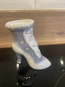 Coalport The Snow Queen Boot Bone China Miniaturschuh 1998 blau-weiß - Bild 1 von 5