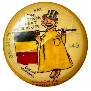 1896 Alto Almirante Cigarrillo Amarillo Niño 149 Bélgica Bandera 1.25" Celuloide Pinback - Imagen 1 de 4