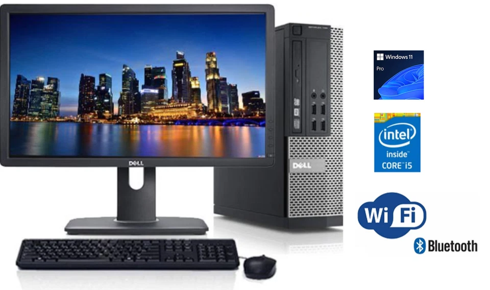 DELL Win 11 Pro Desktop Computer 16GB 250GB SSD Quad Core i5 PC 22" MONITOR - Image 1 of 1