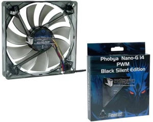 Phobya Nano-G 14 PWM Black Silent Edition 140x140x25mm 79082 4049469121563 - Picture 1 of 1