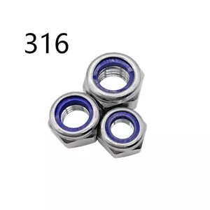 316 Edelstahl DIN985 Nyloneinsatz Sicherungsmuttern Sechskant-Nylockmutter - Bild 1 von 6