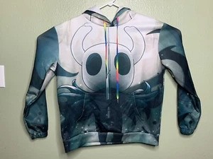 Hollow Knight Mens Large Aqua Green White Drawstring Pullover Gaming Hoodie - Picture 1 of 5