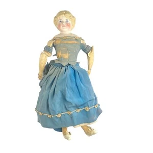 Large Antique German China Head Doll 28" Orig Clothes Blond Blue Eyes - Picture 1 of 12