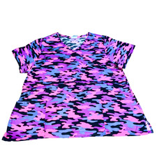 Scrub Star Top Shirt Plus Size 2Xl Pink Purple Camo Nurse Doctor Medical