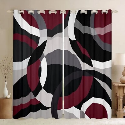 Geometric Circle Curtains for Bedroom Living Room Modern Retro Grommet Window... - Image 1 of 4