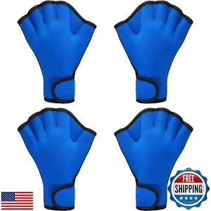Sumind 2 Pairs Swimming Gloves Aquatic Training Gloves Neoprene Mittens Webbe - Picture 1 of 5