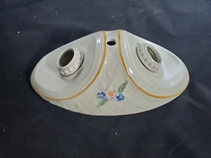 VINTAGE CEILING FIXTURE PORCELIER DOUBLE PORCELAIN CEILING LIGHT FIXTURE FLORAL - Picture 1 of 11