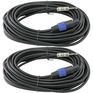 2 Speakon Compatible to 1/4 plug 50ft foot PA DJ pro audio sound speaker cables - Picture 1 of 2