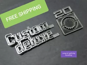 Bin18 CHEVY PICKUP TRUCK METAL C 20 CUSTOM DELUXE 1973-1979 FENDER EMBLEM 349683 - Picture 1 of 5