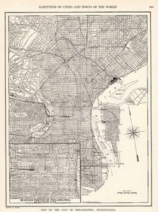 1927 Antique PHILADELPHIA Pennsylvania City MAP Street Map of Philadelphia 2373 - Picture 1 of 4