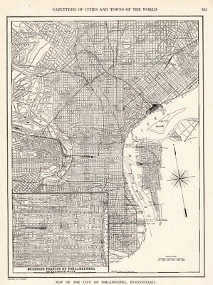 1927 Antique PHILADELPHIA Pennsylvania City MAP Street Map of Philadelphia 2373 - Image 1 of 4