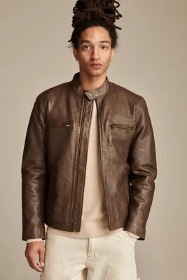 NUEVA Chaqueta Bonneville de Cuero Lavado Lucky Brand Marrón Oscuro XL Extra Grande $499 Foto 1 de 4