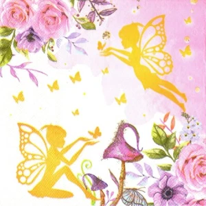 Serviettes en papier elfe fée fleurs féerie. Paper napkins elf fairy flowers - Picture 1 of 1