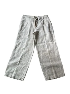 Eileen Fisher 100% Organic Linen Pants Womens Small Beige Drawstring Lagenlook - Picture 1 of 4