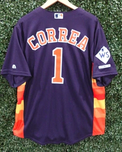 Majestic Houston Astros Carlos Correa 2017 World Series Baseball Jersey Men's L - Picture 1 of 11