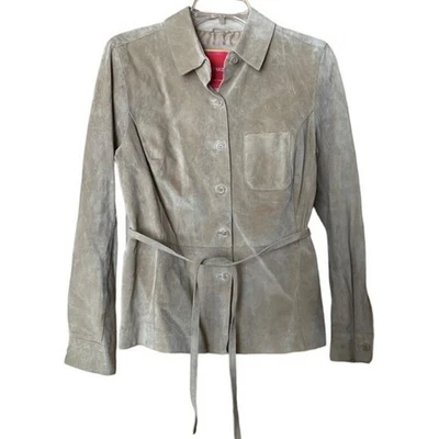 Chaqueta Blazer Isaac Mizrahi for Target Para Mujer Cuero Gamuza Tostada Talla Mediana Foto 1 de 3