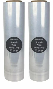 2 Rollen 18 Zoll Stretchfolie/Verpackung 1000 Fuß 80 Stärke Industrie Verpackung Umzug Kunststoff - Bild 1 von 7