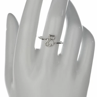 Solid 925 Sterling Silver Sweet Cat Sitting Full Body Ring Size 6, 7, 8 & 9 - Image 1 of 4