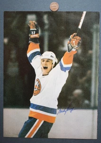 Foto firmada autografiada de Mike Bossy de los Rangers de Nueva York 1977-87 de la revista SI de los años 80 - Foto 1 de 1