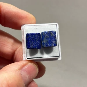 2 x Natural Lapis Lazuli Barrel Cabochon Rectangle Blue 17.15 carat E0-1281 - Picture 1 of 2