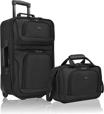 U.S. Traveler Rio Fabric Expandable Carry-on Luggage, 2 Wheel Set, Black  - Image 1 of 4