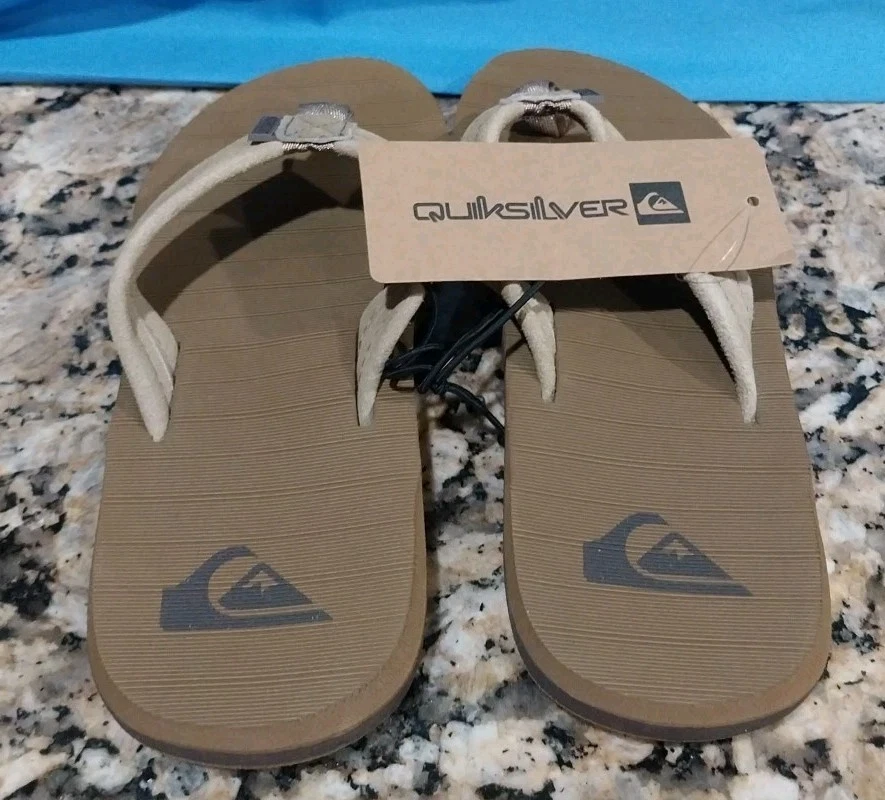 NUEVAS Chanclas Quicksilver Niños/Jóvenes Talladoras Gamuza Cuero Marrón Talla 3 Foto 1 de 4