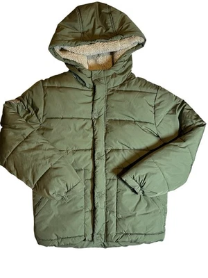 Chaqueta acolchada American Eagle verde oliva para niños jóvenes talla 12 forro polar tostado Foto 1 de 4