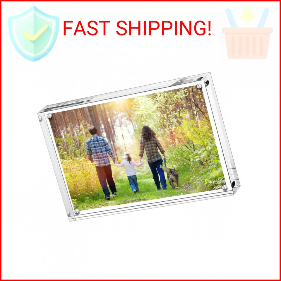 Acrylic Photo Frames Stand With Magnets Holds 5 X 7 Inches Pictures 10mm 10mm