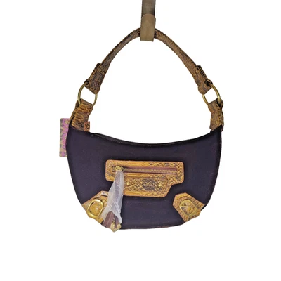 NUEVO Bolso de Hombro Cartera Clásico Retro Vintage Y2K XOXO Marrón Terciopelo Piel de Serpiente Foto 1 de 4