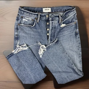 Pantalones de mezclilla Agolde Riley tiro alto recto corto botón mosca A056D-1206 para mujer talla 27 - Imagen 1 de 8