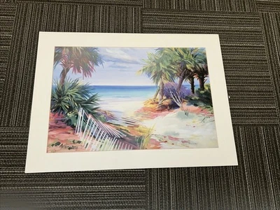 Pintura Acuarela Original Marianne Wooten Dunn Florida Beach Grande Montaje Seco Foto 1 de 4
