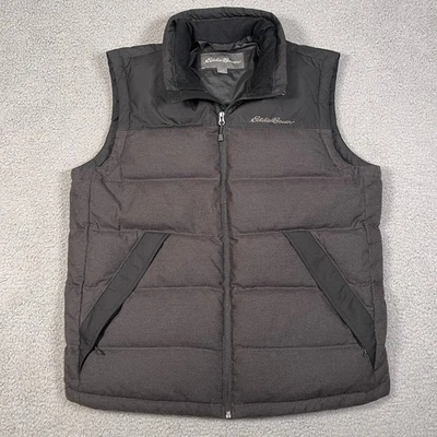 Eddie Bauer EB550 Down Puffer Vest Mens L Black Quilted Fleece Insulated Warm - Image 1 of 4