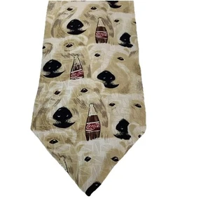 Vintage Coca-Cola Tie With Bears 100% Silk Perfect Condition - Picture 1 of 8