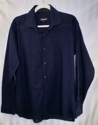 Camisa Jared Lang Para Hombres Azul Sutil A Cuadros Botón Delantero Preppy Semi Transparente Talla M Foto 1 de 4