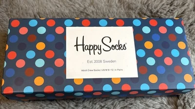 Happy Socks Adult Crew Socks 4 Pairs US 8-12 - Image 1 of 4
