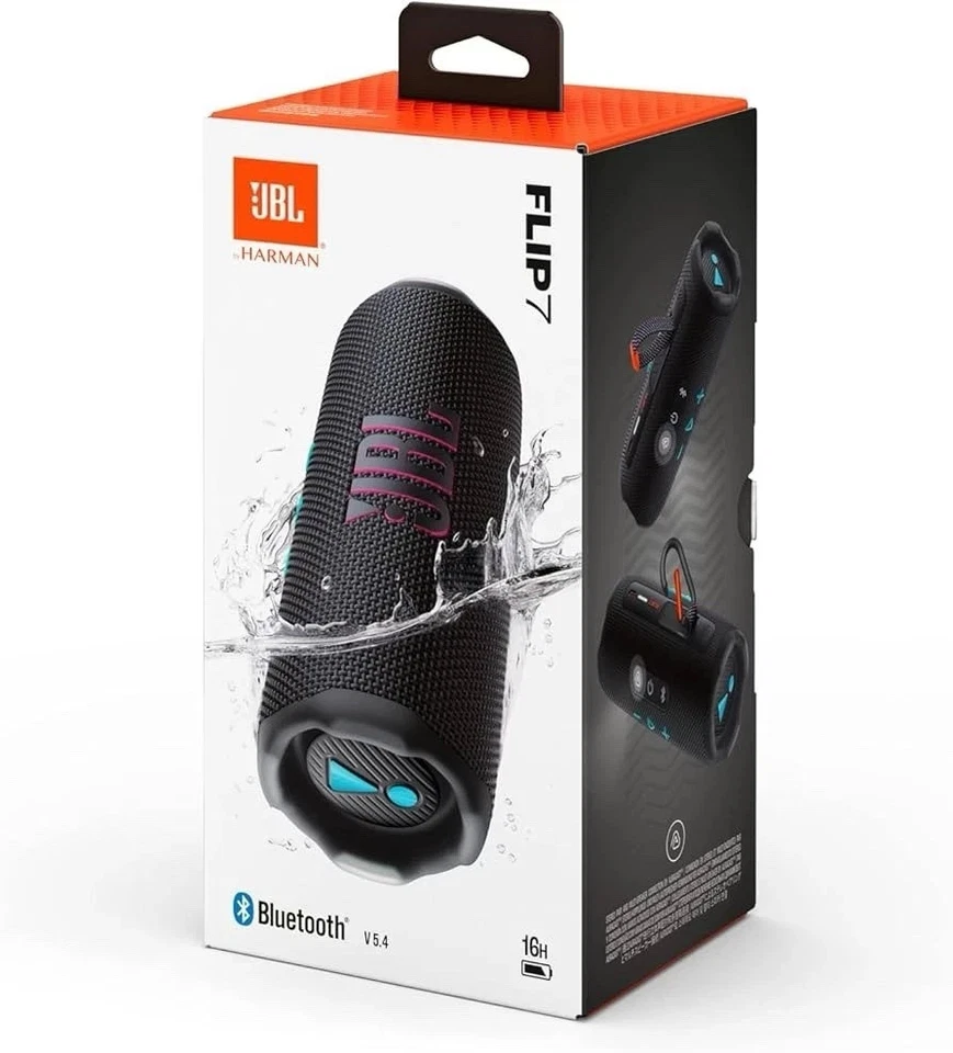 JBL Flip 7 kabelloser Bluetooth-Lautsprecher tragbar schwarz NEU OVP - Bild 1 von 1