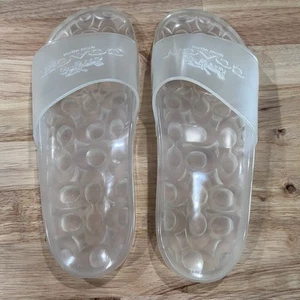 COACH Womens Sandals Slides 9 Ulyssa Rubber Clear Jelly Shoes Logo Designer Pool - Picture 1 of 5
